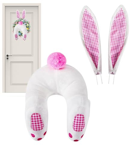 OsterhasenKranz Mit Ohren, Süßer Osterhasen Hintern Für Osterkränze Osterdekoration, Osterkranz Mit Hases, Türkranz Ostern Hasenpopo, Künstliche Blumen Kränze Girlande Wandkranz Osterdeko Für Wand