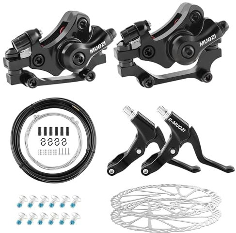 Trkimal Bicycle Disc Brake Kit Front Rear Caliper Brake Disc Set 160mm Rotor, Brake Handles Brake Cables Brake Levers Cable Kit for For Mountain Road Bike, Riding Bicycle (160mm Brake Sets)