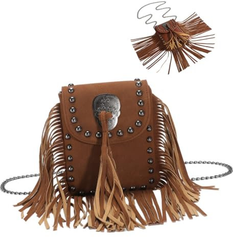 VALICLUD Vintage Fransen Umhängetasche Aus Braunem Lederimitat Mit Quasten Kleine Damen Schultertasche Für Alltag Und Ausflug