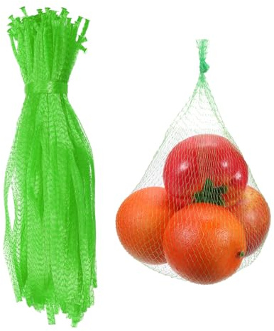 sourcing map 100 Pcs Reusable Mesh Produce Bags, 35cm/14 Inch Washable Net Storage Bags Reusable Grocery Reusable Storage Bags for Fresh Fruit Vegetables Seafood, Green