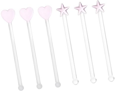 HOLIDYOYO 6pezzi Bastoncini da Mischiare Trasparente per Cocktail di Bastoni per Mescolare Vino e Dessert con Design Ergonomico e Manico Comodo per Feste e Bar