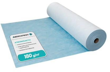 Abdeckvlies selbstklebend Atmungsaktiv – 180g/m² - 2m x 50m (100m²) | Dampfoffen ca. 1200g/m² 24h I Renovierungsvlies, Malervlies, Abdeckvlies selbsthaftend, Treppenvlies