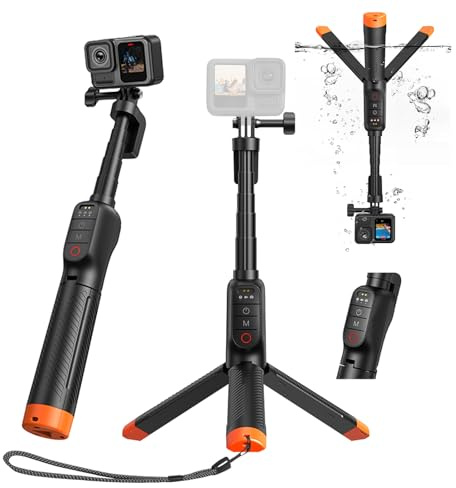 Svävande handtag selfie stick stativ vattentät utdragbar selfie monostativ handtag med Bluetooth fjärrkontroll för GoPro Hero13 svart, Hero 12 11 10 9 8 svart actionkamera