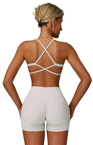IMEKIS Ensemble de sport pour femme - Soutien-gorge de sport avec bretelles et short - 2 pièces - Pour yoga, pilates - Tenue de sport courte - Fitness - Entraînement