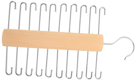 Appendi Cinture e Cravatte in Legno e Ferro 20 Ganci Argento | Organizzatore Salvaspazio, Struttura Robusta e Leggera, per Cintura e Scialle, Stile Semplice