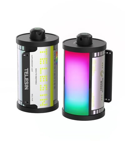 TELESIN 2PCS Magnetic RGB Video Light for Action Camera DSLR | CRI 95+ Portable LED Light with Cold Shoe Mount, 2700-7500K for Vlogging & Content Creation
