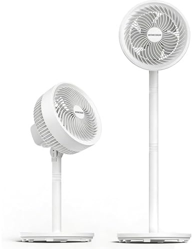 WOWDSGN 2-in-1 Pedestal Circulator Fan, Adjustable Floor Fan with 4 Heights, Ultra-Quiet 73° Oscillating & 3 Speeds, Cooling Fan for Living Room, Bedroom, Office and Home