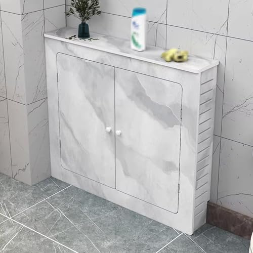 Radiator Covers Cabinet for Home Decorative PVC Material Three-Sided Design Heater Cover Marble Texture Pre-Installed Baseboard Radiator Shelf can Conceal Messy Pipes(A,50x20x70cm)