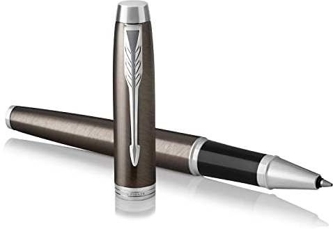Parker IM roller, espresso scuro, punta fine, nero, confezione regalo, 1 pezzo (confezione da 1)