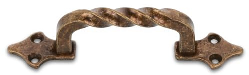 Amig - Maniglie per Mobili - Modello 1002 - Acciaio - Ferramenta Rustica - 90 mm - Senza Piastra - Viti incluse - Finitura: Cuoio