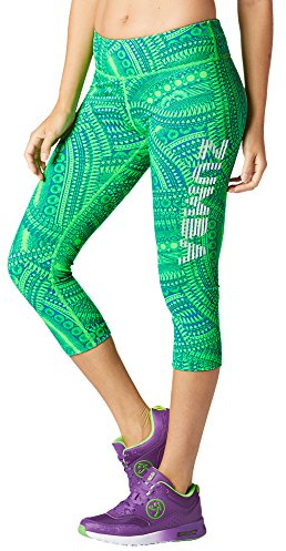 Zumba Dance Compression de Fitness Pantalon de Sport Femmes Faire des Exercices Sport Elastiques Imprimé Capri Legging, Get in Lime, M