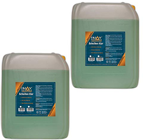 INOX® Scheibenreiniger Konzentrat 2 x 10 L – Scheibenwischwasser-Zusatz für Autoscheiben | Universeller Glasreiniger für Wischwasser | Konzentrat für Glatte Oberflächen