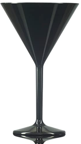 Crown Supplies BBP Black Martini Cup 7oz 200ml H17.5cm Polycarbonate Unbreakable - Box of 12