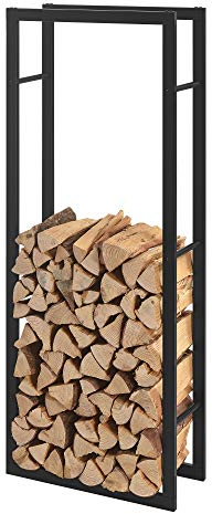 [en.casa] Legnaia 60 x 150 x 25 cm Portalegna, Telaio per accatastare Legna Acciaio Nero