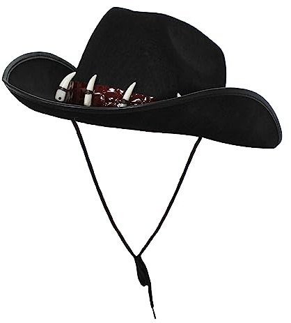 Adults Outback Bush Tucker Hat - Black Outback Hat Decorated With Fake Teeth - Perfect for Themed Fancy Dress