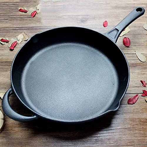 HUOQILIN Sartén Sartén Antiadherente De Hierro Fundido Sartén Grande Gruesa Huevo Frito Salteado Hierro Fundido Sin Recubrimiento Cocina De Inducción Gas 30cm