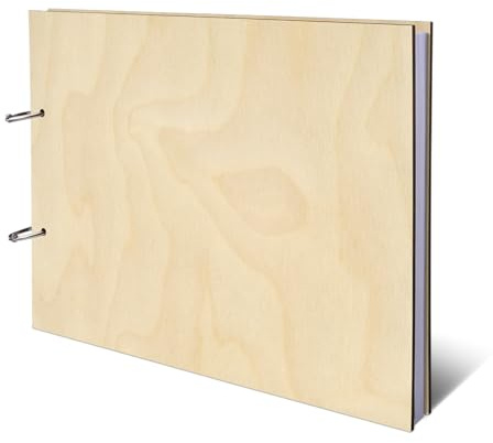 Gästebuch Birkensperrholz Holzcover mit 72 Blatt | 144 Seiten DIN A4 quer 302x215mm - Blanko