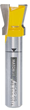 MATCHFIT Schwalbenschwanzfräser Schaft 8 mm – Präziser 14° Fräser für Schwalbenschwanz-Nuten, 12,7 mm Durchmesser, mit Laser-Tiefenführung
