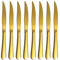 Kyraton Juego de cuchillos de bistec dorado, cuchillo serrado dorado, juego de cuchillos afilados de acero inoxidable, juego de cuchillos de cena de 8, resistente y fácil de limpiar