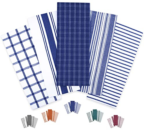 Trade Fountain Tea Towels - Pack of 5 Tea Towels for Kitchen Accessories - 50 X 70 CM Kitchen Towels - Extra Absorbent Dish Cloth - 100% Pure Cotton (BLUE)