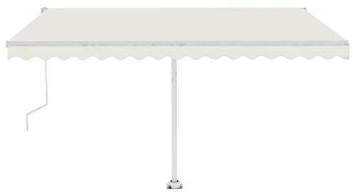 vidaXL Markise Automatisch mit LED Windsensor Sonnenmarkise Balkonmarkise Sonnenschutz Gelenkarmmarkise Standmarkise 450x350cm Cremeweiß