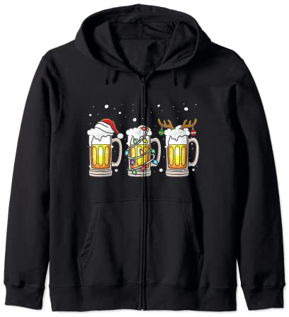 Chopes à bière Père Noël, elfe, renne, arbre de Noël Sweat à Capuche