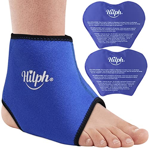 Hilph Groß Knöchel Kühlpads Gel Kühlmanschette für Fuß, Kalt Warm Kompresse Coolpack Kühlbandage für Knöchelverstauchung, Plantarfasziitis, Achillessehnenentzündung Verletzungen, Schwellung