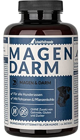 Schnüffelfreunde Magen Darm I Hundsmältningstillskott - Tabletter för matsmältnings- och magstöd - Kosttillskott för hundar - Tillverkad i Tyskland (300g)