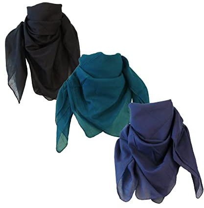 Baumwolltuch Schal Kopftuch Damen Herren Unisex Bandana Halstuch Accessoire Multifunktionstuchviele Atmungsaktiv Gesichtsschutz für Herbst und Winter 100x100 cm(Schwarz & Petrol & Dunkelblau 3er Set)