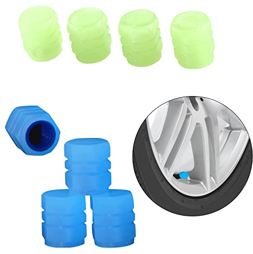 8 pezzi di coperchio antipolvere per tappo della valvola del pneumatico luminoso, coperchio della valvola dell'auto, coperchio del nucleo della valvola del pneumatico, per auto,moto,ecc (blu e verde)