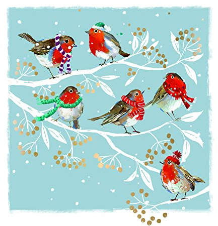GBCC Ling Design Weihnachtskarten Festive Robins von The Great British Card Company, 141 x 141 mm, 6 Stück