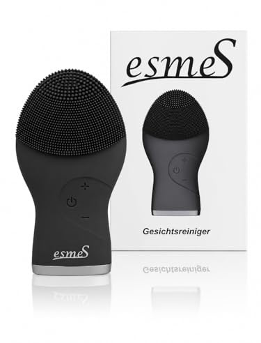 esmeS | Gesichtsreinigungsbürste | Silikonbürste | Straffendes Gesichtsmassagegerät | Hygienische und Hautfreundliche Gesichtspflege | 100% Wasserdicht, Mattschwarz