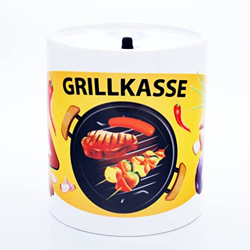 Grillkasse Partykasse Sammel Spardose zum Grillen für Griller Grillparty Gartenparty Geschenk Grillsparkasse Geldgeschenk BBQ Grill Zubehör Sparbüchse Sparschwein Garten Liebhaber Grillabend Deko