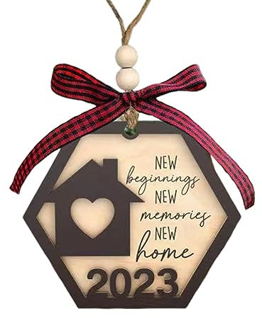 MagiDeal Neues Zuhause-Hängeornament, Einweihungsgeschenk, hölzerner Andenken-Anhänger mit Hängeseil, Weihnachtsbaumschmuck für Urlaub, Schlafzimmer-Dekoration, Sechseck 2023