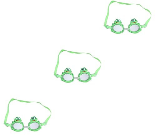 Sosoport 3stücke Wasserdichte Schwimmbrille Für Mädchen Anti-beschlag Verstellbare Silikondichtung Ergonomisches Design Für Schwimmen Tauchen Und Wassersport Cartoon-frosch-design Grün