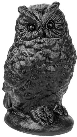 moonsix Geschnitzte Eule Kristall Statue Schwarzer Obsidian Tierfigur Briefbeschwerer Sammlerstück Steinskulptur für Home Office Tischdekoration
