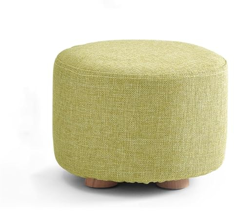 CCKUHN Ottoman-Fußstütze, kurzer Leinen-Schuhwechselhocker, Kleiner Fußhocker, Ruhehocker, runde Fußhocker für Wohnhocker (kariert, 29 x 20 cm) (Matcha 29 x 20 cm)