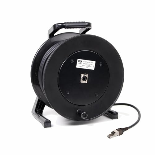 Emelec VíasCom R-DATA-6000/TC/90-90m Extra Flexible CAT6 SF/UTP BC Cable 4x2x23AWG Mounted Cable Holder with Body Type XLR Chassis and RJ45 Toolless 50µ - Flexible PVC - Black