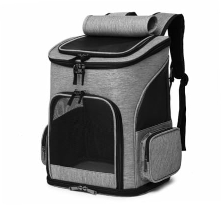 VILLFUL Haustier-Rucksack Für Den Außenbereich Für Katzen Und Hunde Tragbar Mit Belüftungslöchern Einfach Zu Verwenden Grau