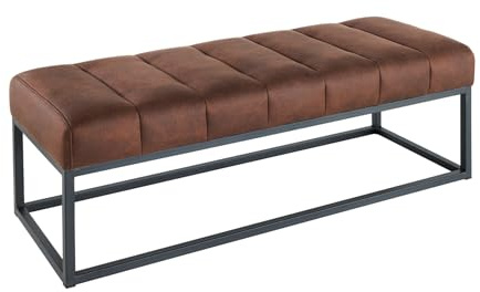 Sitzbank PETIT BEAUTÉ - 110cm - antik braun - Microfaser Metall-Gestell | montiert geliefert, hohe Belastbarkeit, hoher Komfort, pflegeleicht, modernes Design