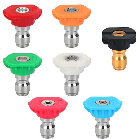 7 PCS Pressure Washer Nozzles - Quick Release 1/4 Inch Nozzle Tips, Multiple Degree Options for Wilks-USA, P1, Hyundai, Rocwood (180bar/3950psi Max)