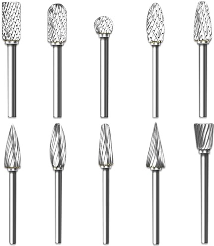 For Dremel Accessory, 10 Pcs 1/8 Inches Shank Fits Rotary Tool For Grinder Drill, Tungsten Steel Die Grinder Bits, DIY Woodworking, Carving, Metal Polishing, Engraving And Drilling