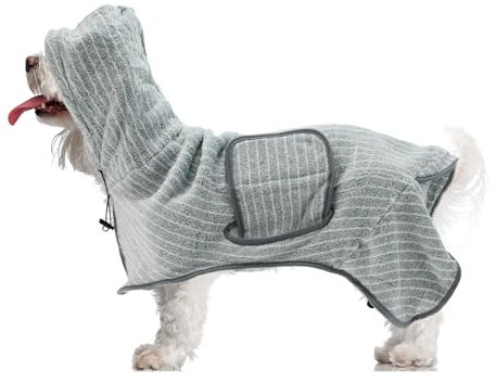 CAPASTEC Justerbar hundbadrock, mjuk snabbtorkande hundhandduk, XXL, grön