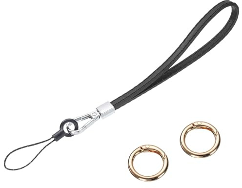 sourcing map Smooth Leather Wristlet Strap, Prevent Drop Wrist Lanyard Straps for Clutch Cellphone Keychain Wallet Purse (Black)