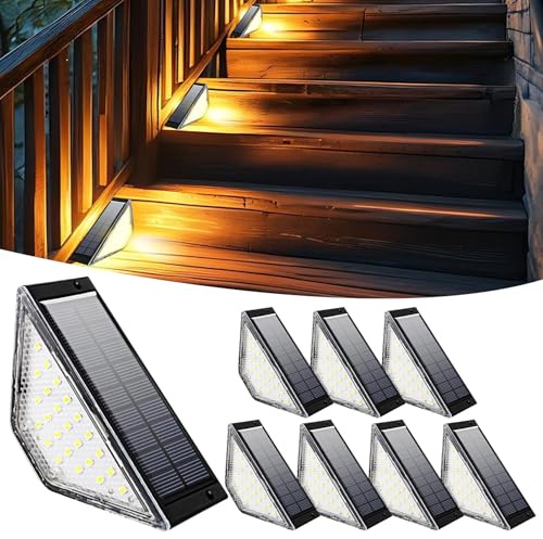 BORDEAG 8pcs Lampes Solaires Extérieur, Lumière Solaire Pour Escaliers, Lampes Solaires Pour Escalier Lumières Solaires En Plein Air Lumières Solaire Jardin Lampe Escalier Pour Jardin, Patio, Clôture