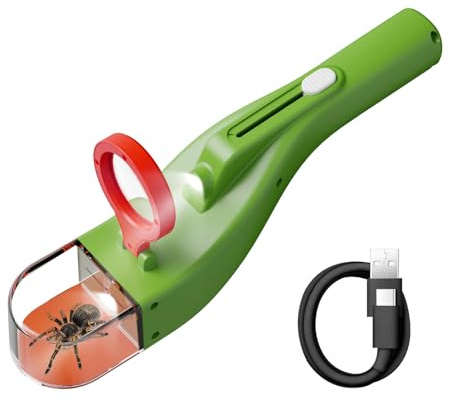 TAIHOBO Insektenfänger, Wiederaufladbar Spinnenfänger für Innen und Außen, Spinnenfalle mit Lupe, Insektenfänger Lebend mit Elektrischem Licht, für Beobachtung Insekten und Outdoor Suchspiel Kinder