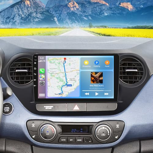 9 Inch Android 14 Car Stereo for Hyundai I10 2013 2014 2015 2016 Double Din Car Radio with Wireless Carplay Android Auto HD Touchscreen Bluetooth WiFi GPS FM RDS Backup Camera, 2G+32GB