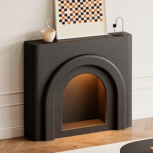 Soporte de TV con tira de luz LED y armario decorativo para chimenea, mesa consola de 43 pulgadas para entrada, vestíbulo o pasillo, soporte blanco sin necesidad de instalación