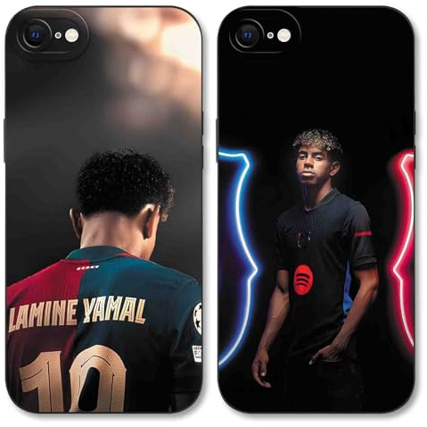 Yimctoie 2 Stück Cool Fußball Handyhülle für iPhone 8 iPhone 7 iPhone SE 2022/2020 Hülle 4,7,Mode FC Cartoon Muster Case für Fans,TPU Silikon Stoßfest Anti-Kratz Schutzhülle,Pattern