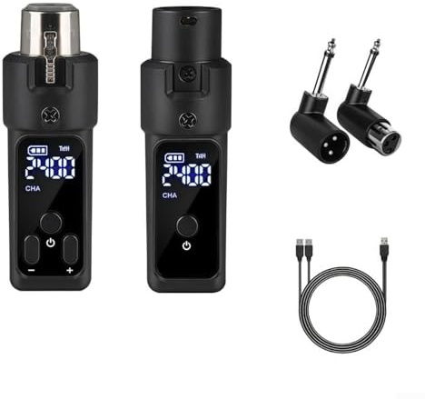 Gettimore Kit de micro sans fil 2 4 GHz au design élégant avec portée de transmission efficace avec deux adaptateurs XLR (1 pour dynamique)
